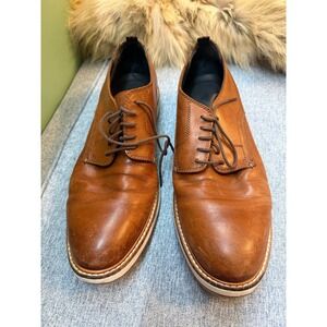 COLE HAAN GRAND OS British Tan Leather Mens Cap Toe Oxford Dress Shoes 10 M